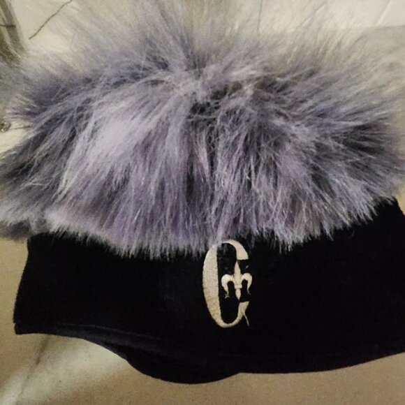 Conte of Florence Black Fleece Lavender‎ Faux Fur Winter Hat Made in Italy Logo main image 7